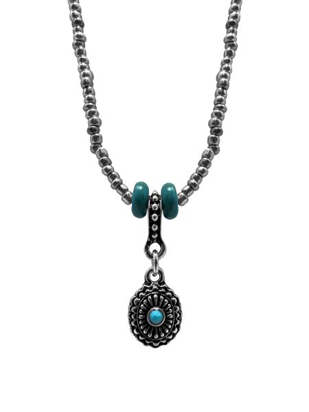 Turquoise Stone Teardrop Choker Style Necklace