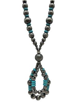 Turquoise Navajo pearl beaded teardrop necklace
