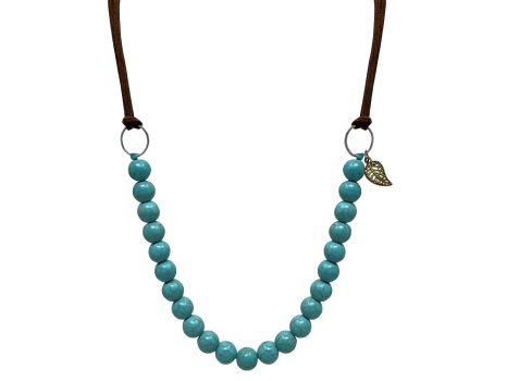 Attitude by Montana Silversmith Adjustable tie leather and turquoise beaded necklace