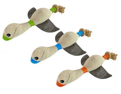 Plush Dog Toy Ducks with squeaker and braided rope toy