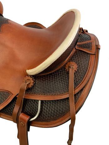 16" Rustic Rider Wade Style Saddle with Basketweave Tooling #3