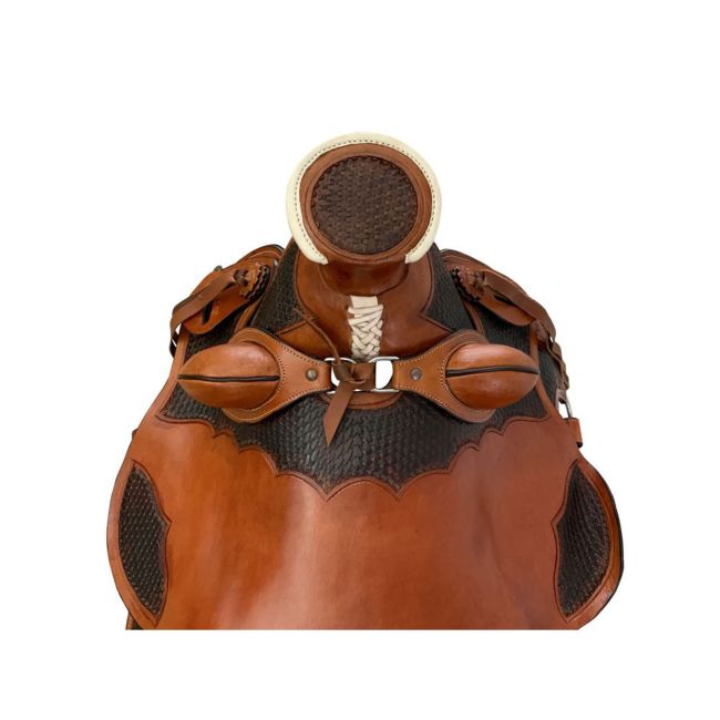 16" Rustic Rider Wade Style Saddle with Basketweave Tooling #4