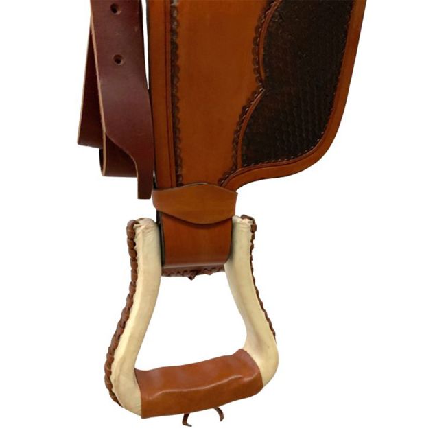 16" Rustic Rider Wade Style Saddle with Basketweave Tooling #5