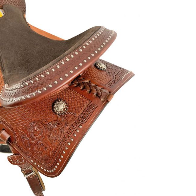 Barrel Style Saddle with Silver Studs - 15 Inch #2
