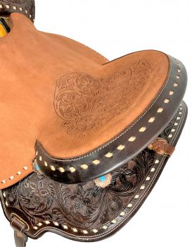 16" Barrel style western saddle with floral tooled seat #2