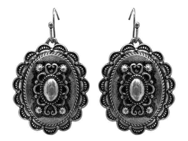 Western Statement Silver Tone Turquoise Stone Necklace and Earrings Set #2
