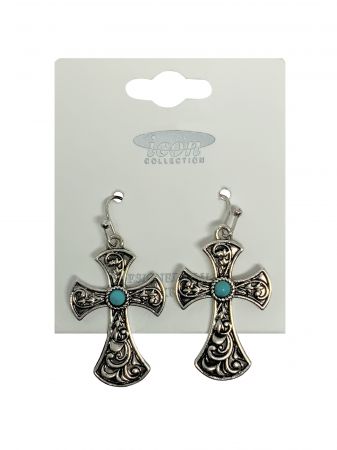 Turquoise cross earring and round necklace set #3