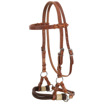 Showman Argentina Cow Leather Side Pull with Rope Nose
