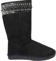 P&G Black Suede Tall Boot with Camo Accent