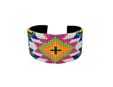 Southwest Beaded Multi-Color Cuff Bracelet - white