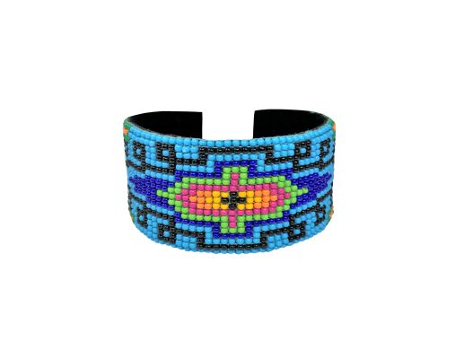 Southwest Beaded Multi-Color Cuff Bracelet - blue