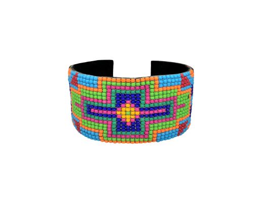 Southwest Beaded Multi-Color Cuff Bracelet - blue and green