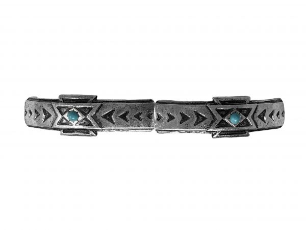 Western design silver bracelet with teal beads