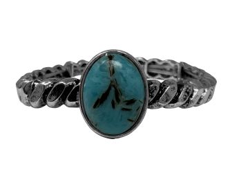 Western Turquoise Stone Dainty Stretch Bracelet - Twisted Rope