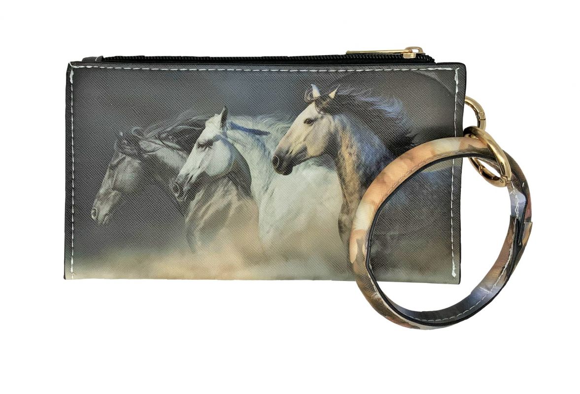 3 Horses Running Printed Wristlet