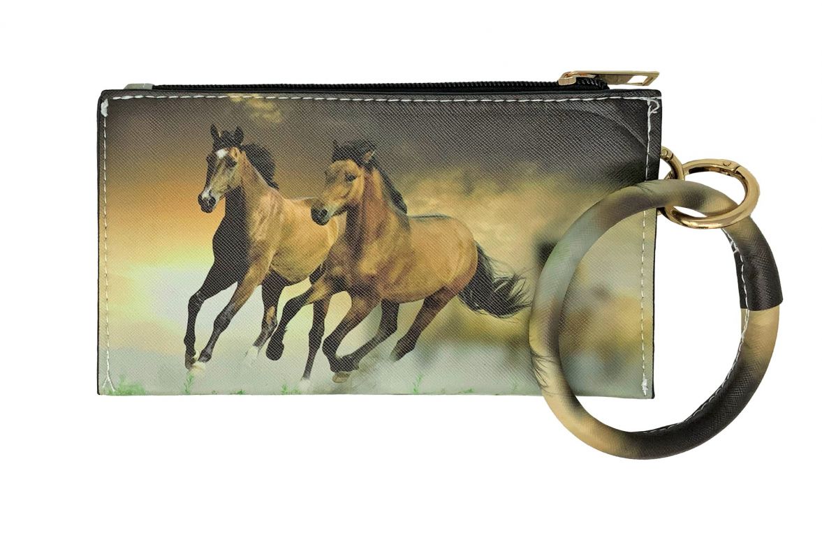 2 Horses Running Printed Wristlet