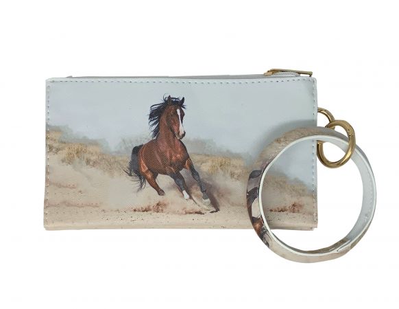 Brown Horse Running Printed Wristlet