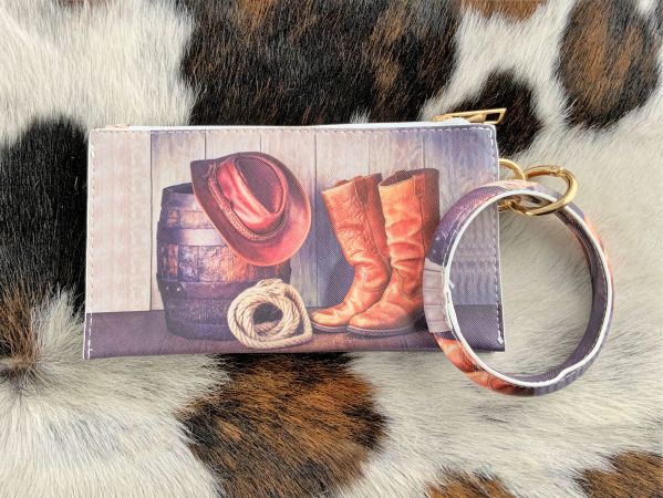 Barrel and Boots Printed Wristlet #2