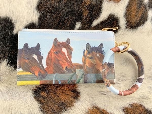 Three Brown Horses Printed Wristlet #2