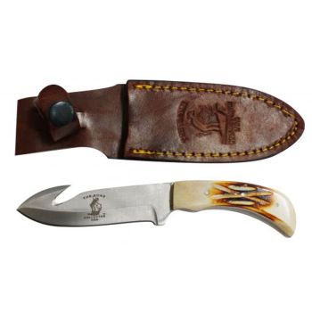 The Bone Collector Fixed Blade Gut Hook Knife with Leather Sheath