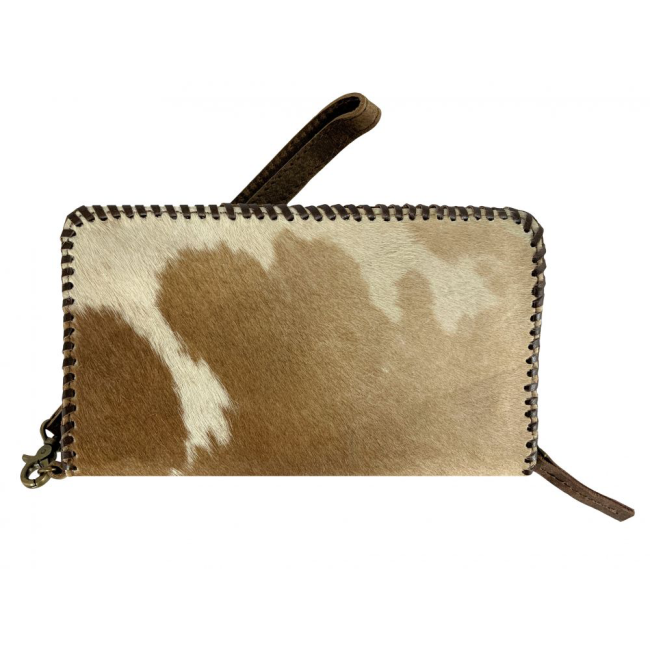 Showman Brown and white hair on Cowhide Clutch Wallet