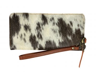 Showman Brown & White Hair on Cowhide Clutch Wristlet