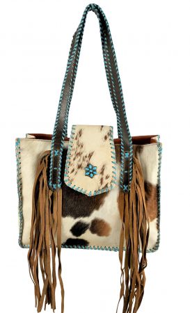 Showman Hair on Cowhide Tote Bag with Fringe #2