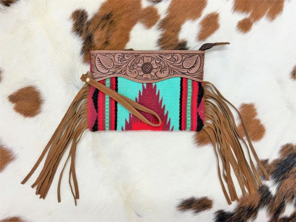 Showman 100% Wool Southwest Design Saddle Blanket Wristlet #2