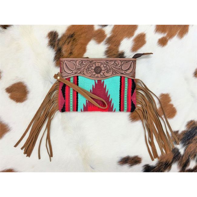 Showman 100% Wool Southwest Design Saddle Blanket Wristlet #2