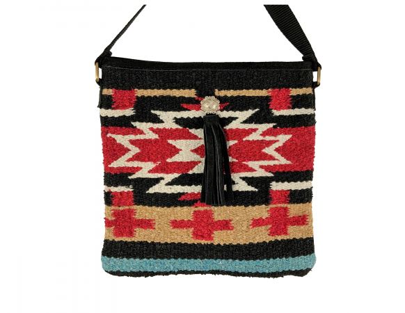 Showman Cotton&#47;Acrylic Southwest Design Saddle Blanket Bag - black, red, and white
