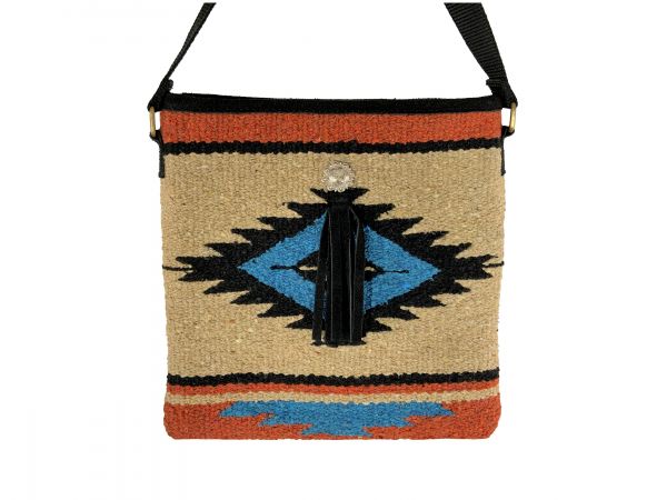 Showman Cotton&#47;Acrylic Southwest Design Saddle Blanket Bag - tan and orange
