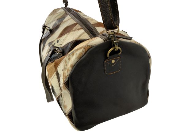 Showman Tri Color Diamond Hair on Cowhide Leather Duffle Bag #2