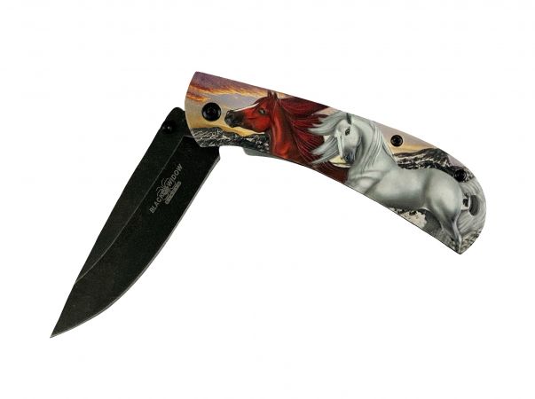 8" Horse Printed Tactical Knife with Clip #2