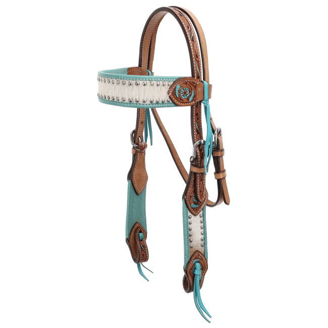 Showman Cowhide Cove Browband Headstall and Breastcollar Set - Pony Size #2