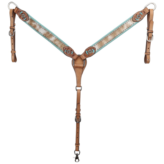 Showman Cowhide Cove Browband Headstall and Breastcollar Set - Pony Size #3