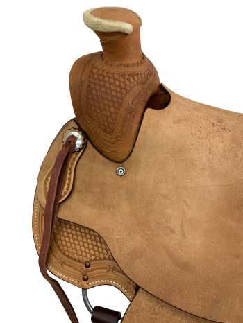 Argentina Cow Leather Roughout Western Roper Saddle - 16 Inch #2