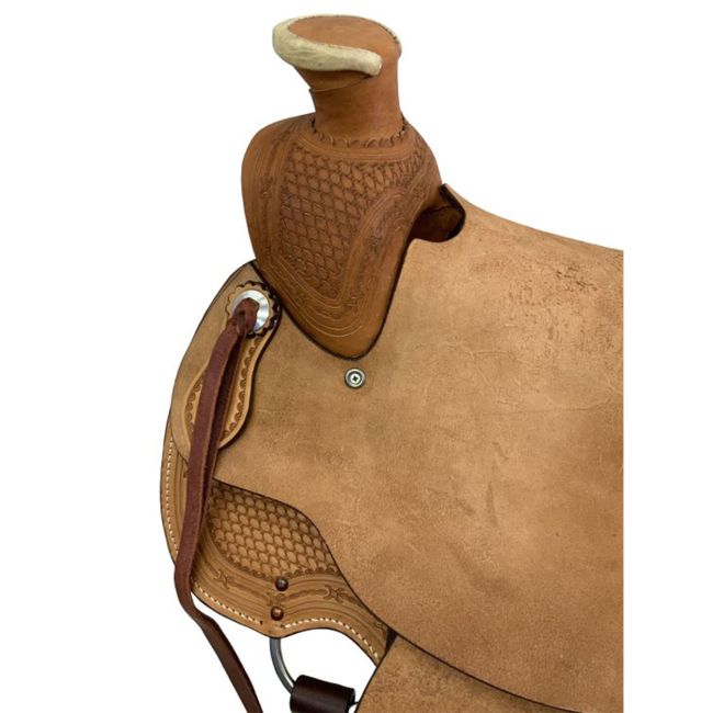 Argentina Cow Leather Roughout Western Roper Saddle - 16 Inch #2