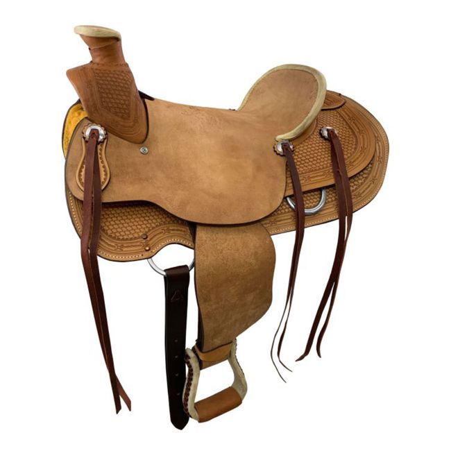 Argentina Cow Leather Roughout Western Roper Saddle - 16 Inch