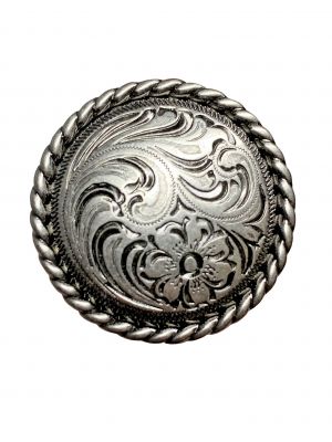 Silver engraved concho with Screw