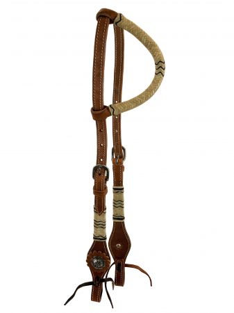 Showman One Ear Headstall with Rawhide Accents. REINS NOT INCLUDED