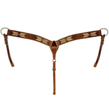 Showman Argentina Cow Leather Breastcollar with Rawhide Accents