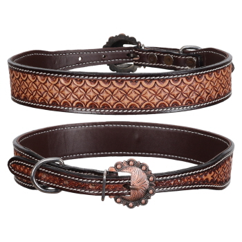 Showman Couture Waffle Leather Dog Collar