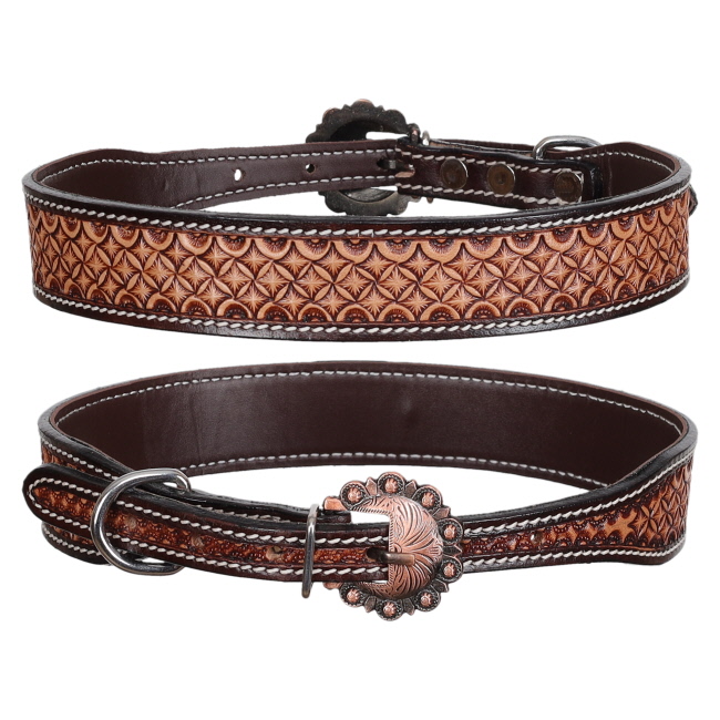 Showman Couture Waffle Leather Dog Collar