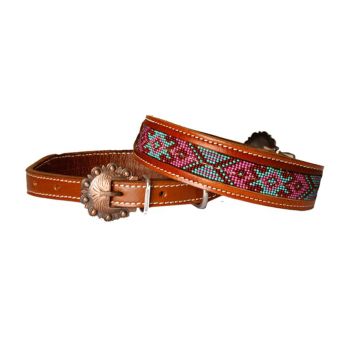 Showman Couture Boho Southwest Beaded Leather Dog Collar