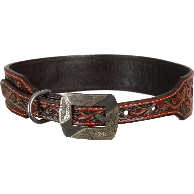 Showman Turquoise Vine Leather Dog Collar #3