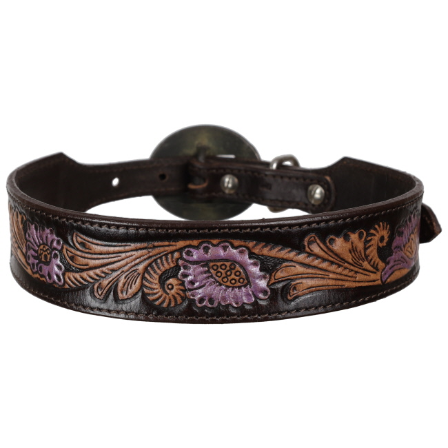 Showman Wild Rose Leather Dog Collar #2