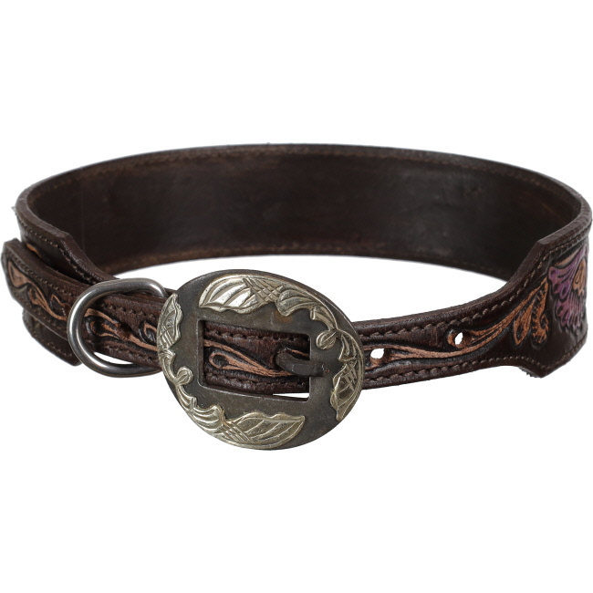 Showman Wild Rose Leather Dog Collar #3