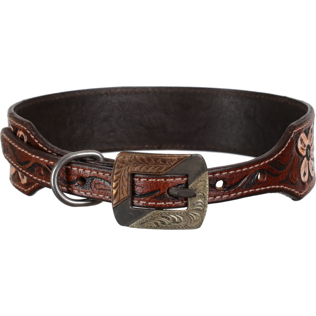 Showman Painted Poppy Leather Dog Collar #3