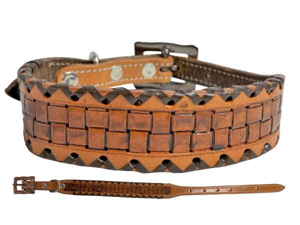 Showman Couture Basket Weave leather dog collar