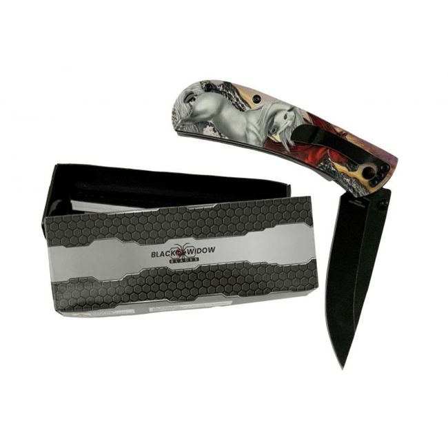 8" Horse Printed Tactical Knife with Clip #2